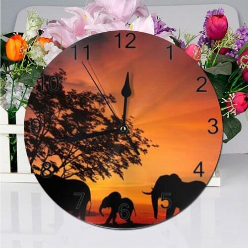 25cm Wall Clock Elephant Animal Numeral Digital Dial Mute Silent non-ticking electronic wall clock Battery Operated Living Room