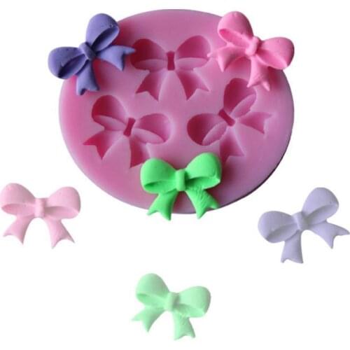 3-Hole Bow Bowknot Design Modeling Cake Decoration Fondant Chocolate Pudding Silicone Mold