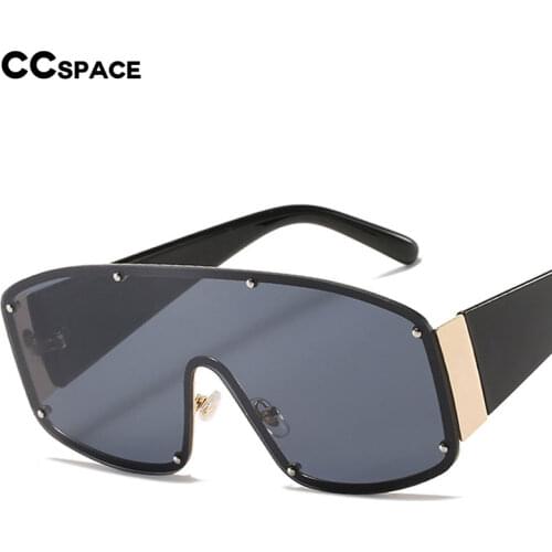 49166 Square Oversized One Lens Goggle Sunglasses Men Women Rivet Fashion Shades UV400 Vintage Glasses