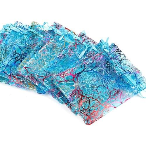 50Pcs Colorful Organza Bags Jewelry Packaging Bags Christmas Decor Wedding Favor Pouches Drawstring Dragee Bonbonniere Gift Bag