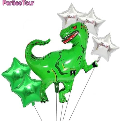 6pcs/set Dinosaur Party Helium Balloon Tyrannosaurus Foil Ballons Baby Shower Decorations Globos Dino Birthday Party Supplies