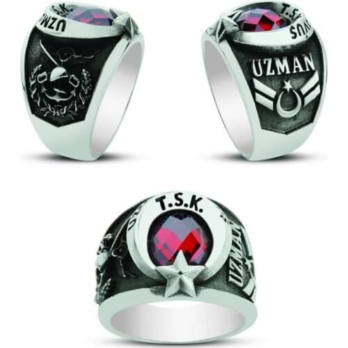 The moon the stars Model 925 Sterling Silver Expert Çavuş Ring