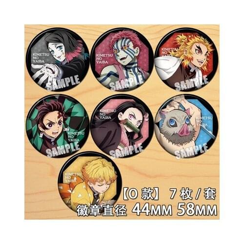 Anime Demon Slayer Kimetsu No Yaiba Akaza Enmu Figure 6393 Badge Round Brooch Pin Gifts Kids Collection Toy