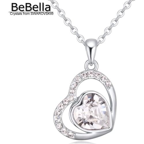 BeBella fire of heart crystal drop pendant necklace with Crystals from Swarovski fashion for women girls Christmas gift
