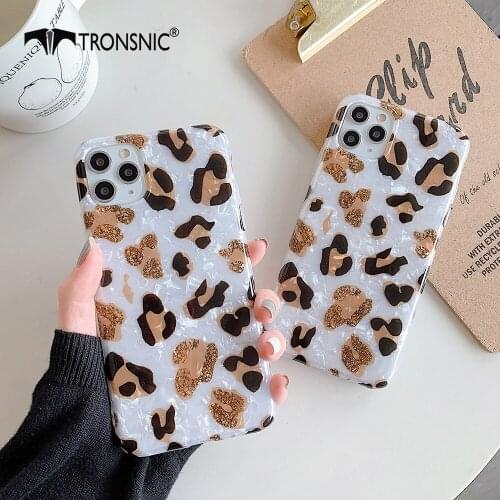 Texture Leopard Glossy Phone Case for iPhone 11 Pro Max XR X XS MAX Soft Yellow Shiny Luxury Case for iPhone 6 6s 7 8 Plus Cover