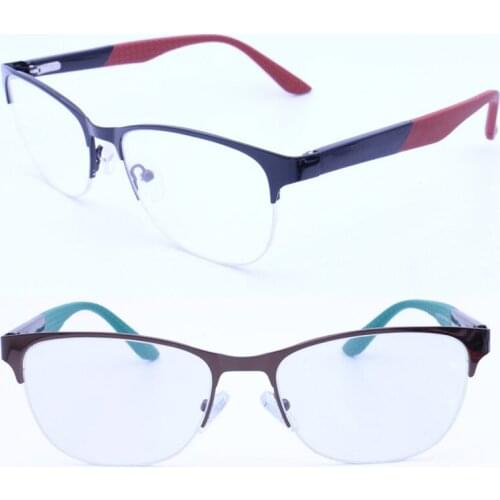 Hotsale MJ016 walkers shape half-rim metal combined acetate and hard silicone temple tips flexible hinge optical glasses frame