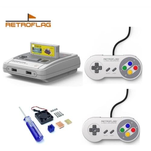 Hot Retroflag SUPERPi CASE J U Version Retropi Game Console Case for Raspberry Pi 3B+ 3 Model B+ 3B With Fan Heatsink Gamepad