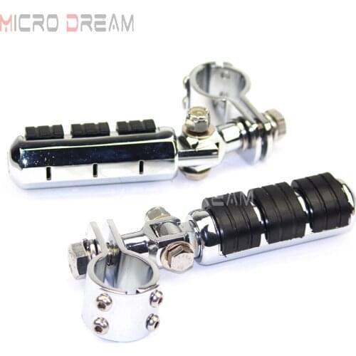Chrome 1-1/8" Highway Metric Bike Crash Bar Footrests Footpegs w/ 1.125 inch Clamps Mount Foot Pegs for Harley Honda Suzuki M90