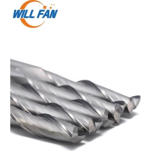 Will Fan Shank Dia 6mm Two Flute Finishing Spiral Bits 2pcs/lot Cut PVC MDF CNC Router 2 Flute Mill Tools