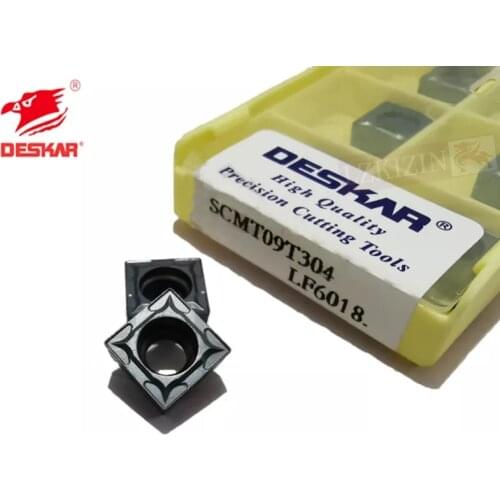 10PCS SCMT09T304 SCMT09T308 LF6018 LF6118 Carbide Insert CNC Lathe Turning Tool DESKAR SCMT Cutter Blade for Stainless Steel