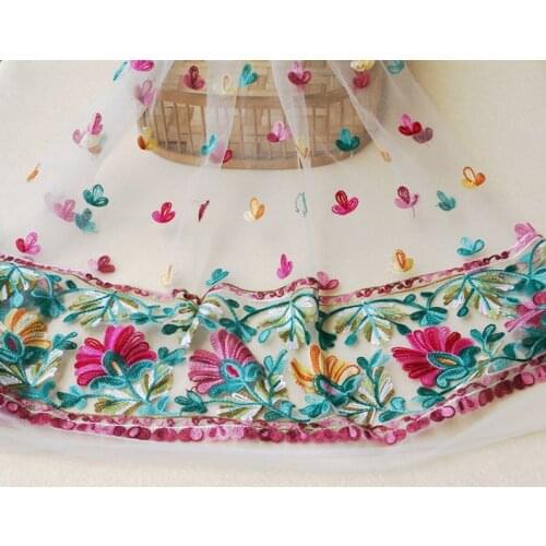 Beautiful Bridal Lace Fabric Off White Tulle Embroidered Florals Lace France Gowns Skirts Dress Fabric Gauze Tulle 55" Width