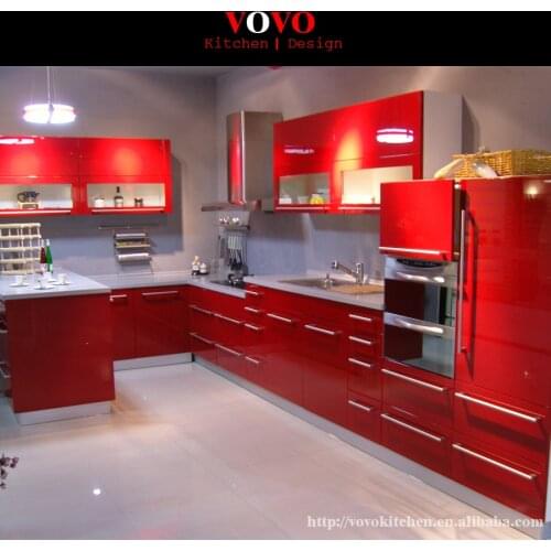 Kitchen cabinet with red uv base cabinet