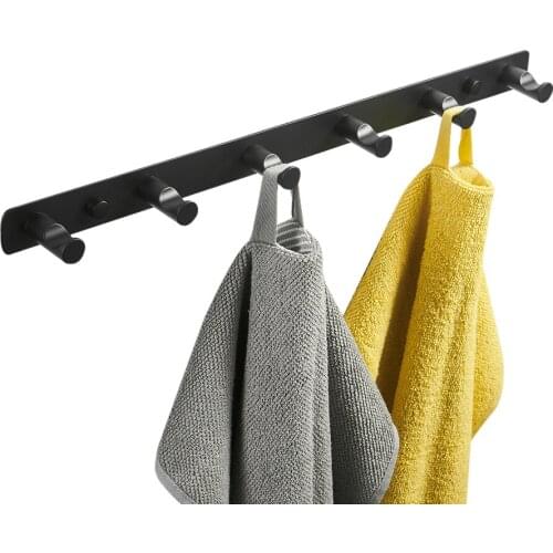 Leyden Black Coat Hook Rack with 6 Round Hooks,Wall Mounted Towel Hanger Stainless Steel Perfect Home Storage