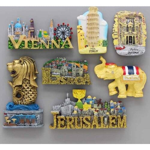National Resin Fridge Magnets Travel Souvenirs Thailand Singapore Italy Vienna 3D Scenery Refrigerator Stickers Gifts Home Decor