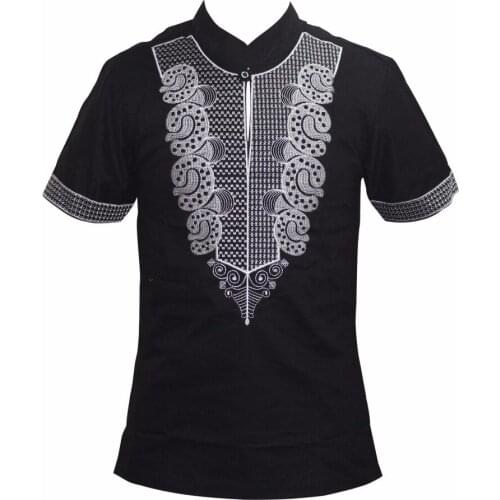 Mr Hunkle New Design Mens T-shirt Geometric Print Stand Neck Casual Shirts Short Sleeve Top Tees