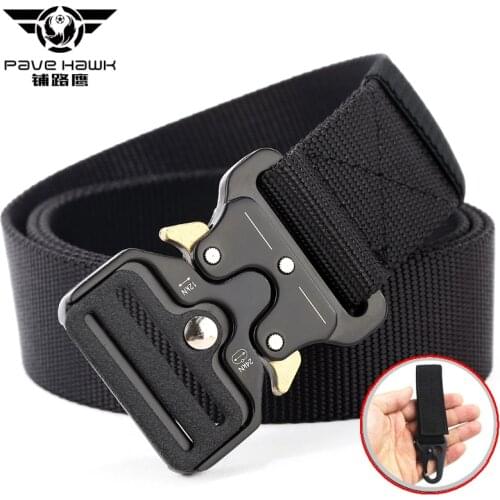 PAVEHAWK Automatic Buckle Nylon Belt Male Army Tactical Belt Military Waist Canvas Belts Cummerbund Strap Duty Training Combat