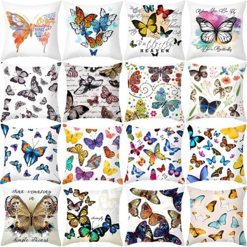 Cushion Cover 45*45 Color Butterfly Printed Sofa Cushions Pillow Cases Polyester Pillowcase Pillow Covers KD-0365