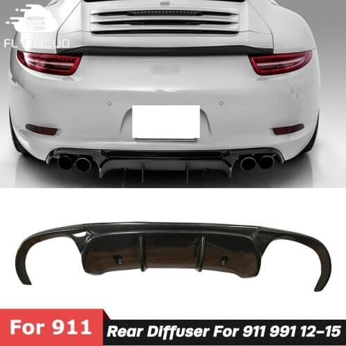 New V Style Carbon Fiber Material Small Rear Bumper Lip Chin Diffuser For Porsche 911 991 Car Body Kit Tuning 2012-2015