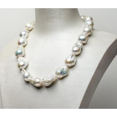 Free shipping Huge White Cultured Freshwater Kasumi Pearl Necklace 925 Sterling Silver 17.7"