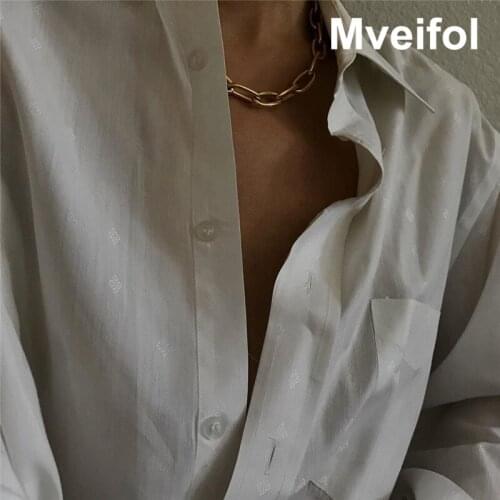 Mveifol Steampunk Plain Gold Color Link Chain Necklace for Women Chunky Multi Layered Cuban Choker Necklace Statement Jewelry