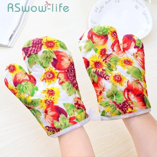 2 Pcs Cotton And Linen Baking Gloves Microwave Insulated Gloves Barbecue Anti-hot Gloves For Kitchen Supplies