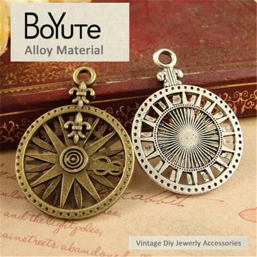BoYuTe (40 Pieces/Lot) 27*37MM Antique Bronze Silver Plated Alloy Rudder Pendant Charms for Jewelry Making Accessories Parts