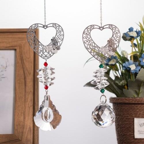 3D Heart Butterfly Pendants Chandelier Suncatchers For Home Office Garden Decoration Window Hanging Fashion Ball Pendants