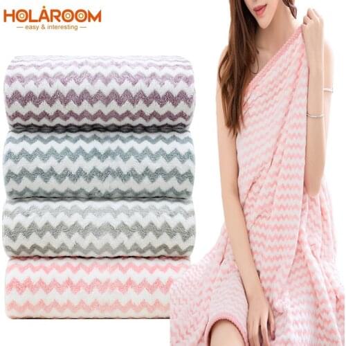 Bath Room Towel Striped Towels 140*70cm Soft and Absorbent Superfine Fiber Cleaning Chic Towel Home Hotel Bathroom Girls Gifts