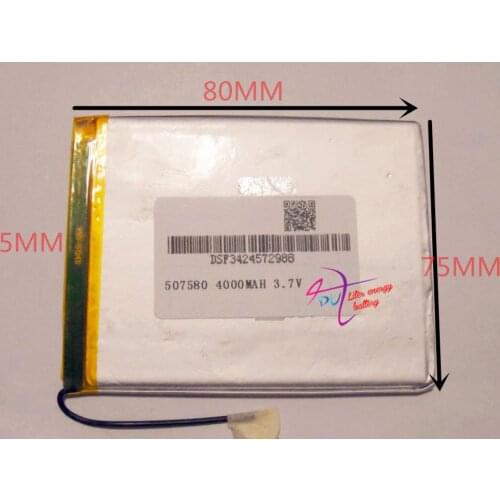 Tablet battery Size 507580 3.7V 4000mah Lithium polymer Battery with protection board For VI10 VI20W