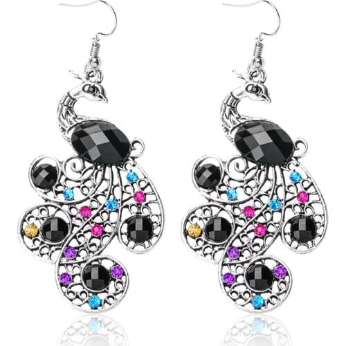 SHUANGR Fashion Bohemian Jewelry Vintage Colorful Peacock Dangle Earring brand brincos pendientes Drop earrings for women