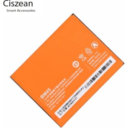 Ciszean hight Capacity BM45 BM 45 3020mAH Phone Replacement Battery For Xiaomi Redmi Note 2 Hongmi Redrice Note2 Smartphone