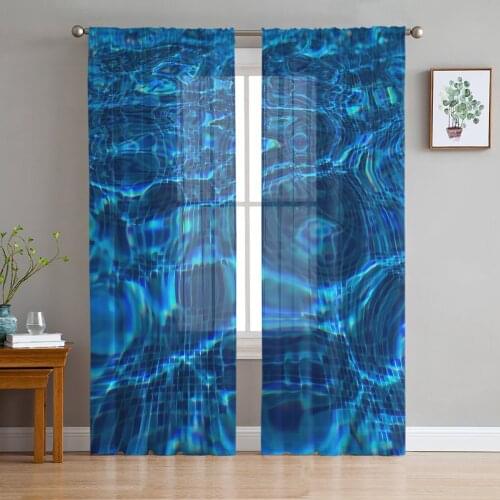 Modern Sheer Curtains Summer Water Surface Living Room Kitchen Childrens Room Decoration Household Chiffon Window Curtains