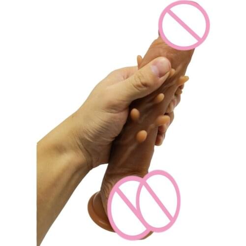 22*4CM Super Soft Silicone Realistic Huge Dildos Two layer Soft Penis Particle Big Anal Dildo Suction Cup Sex Toy for Woman