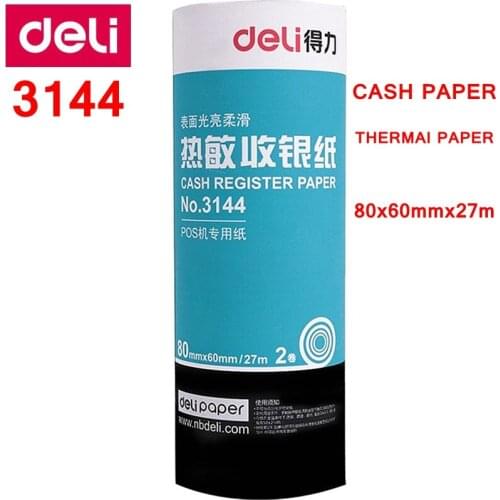8 ROLL Deli 3144 Cash register Paper roll 80x60mmx27m thermal paper heat sensitive paper thermal Cash paper for CASH machine