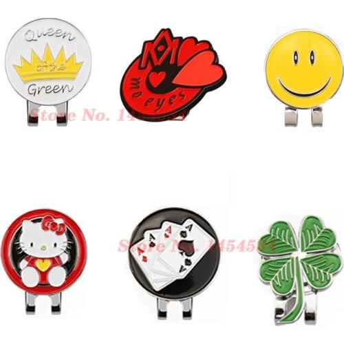 2020 New Golf Products Men Women Golf Hat Clip Crown/four-leaf Clover/playing Card Mark Magnetic Cap Clip Ball Position 6 Styles