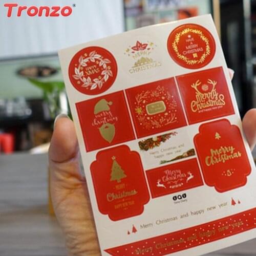 Tronzo Festive Supplies Christmas Stickers 10pcs Paper Gold Santa Claus Stickers Scrapbooking Decor For Home Stickers