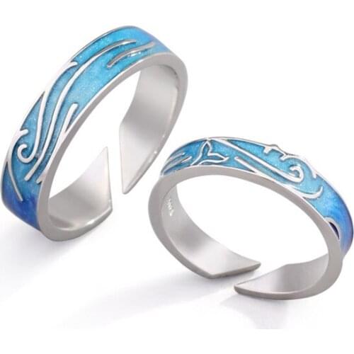 Uloveido Original design deep sea fish couple ring 925 sterling silver pair design male and female index finger ring SALRG10