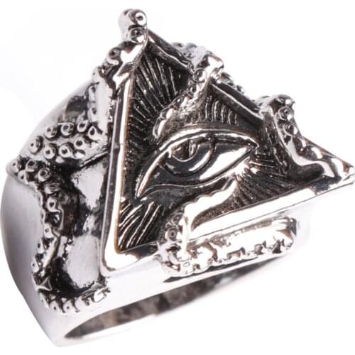 Vintage Octopus Triangle Eye Ring Classic Men Stainless Steel Ring Accessories Jewelry For Male Party Best Gift