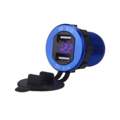 Waterproof Car Charger 5V 2.1A Dual USB Chargers Adapter Fast Charging Dual Ports USB Charger Intelligent Charging LED Voltmeter
