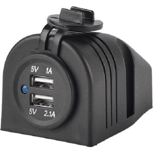 Waterproof Dual USB Charger Cigarette Lighter Adapter 12-24V 2.1A/1.0A Panel for Motorcycle Car Boat Marine Carvan