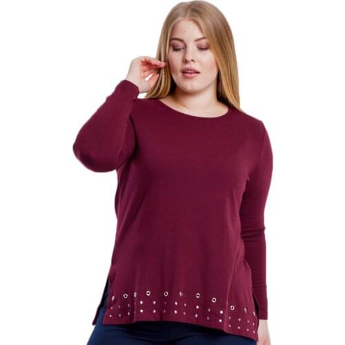 Hanezza Plus Size Skirt Tip Bird Eye Detailed Bluz