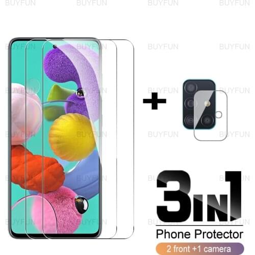 For Samsung Galaxy A51 6.5inch 3in1 front screen protector camera film for galaxy galaxi a 51 71 71a full cover tempered glass