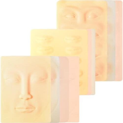 10pcs Tattoo Training Practice Fake Skin 3D Silicone Permanent Makeup Blank Eye Lips Face For Microblading Machine Beginner