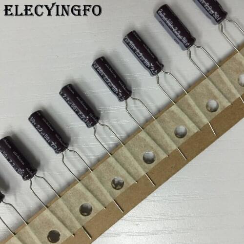 100pcs 2.2uF 50V NICHICON PB Series 5x15mm High Ripple Current High Reliability 50V2.2uF Aluminum Electrolytic Capacitor
