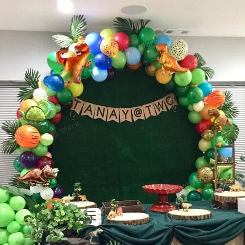 108pcs Jungle Safari Theme Party Dinosaur Balloons Garland Kit Supplies For ​Kids Boys Birthday Baby Showers Toys Decorations