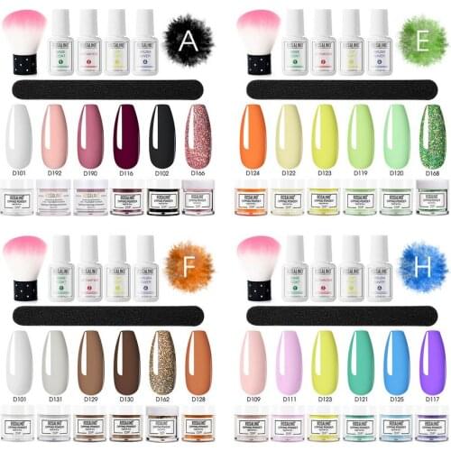 12pcs Dip Powder Set 6 Color Nail Holographic Glitter Powder,Base Coat,Activator,Top Coat,Nail File,Powder Brush Nail Art
