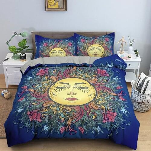 Sun With Human Face Duvet Cover Bedding Set 3D Printed Fairytale Style Quilt Cover For Bedroom Luxury Cozy Bedclothes 2/3Pcs