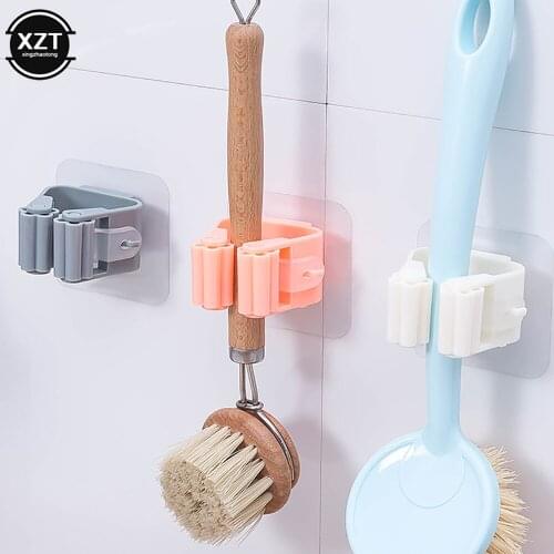 2 PCS Rack Bathroom accessories Wall Mounted Shelf Organizer Hook Broom Holder Hanger Behind Doors/On Walls Kitchen Storage Tool
