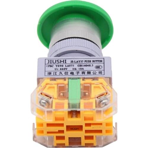 22mm Emergency Stop Mushroom Head Push Button Switch Reset Plastic Green