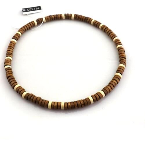 24pcs/lot Classical Style Coffee Color Elastic Wood Beaded Chokers 45cm Length